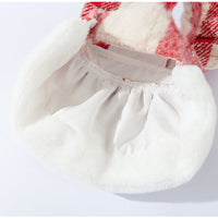 HKM-1036861 Festive Red & White Plaid Pet Dress and Hoodie Set for Small Dogs and Cats