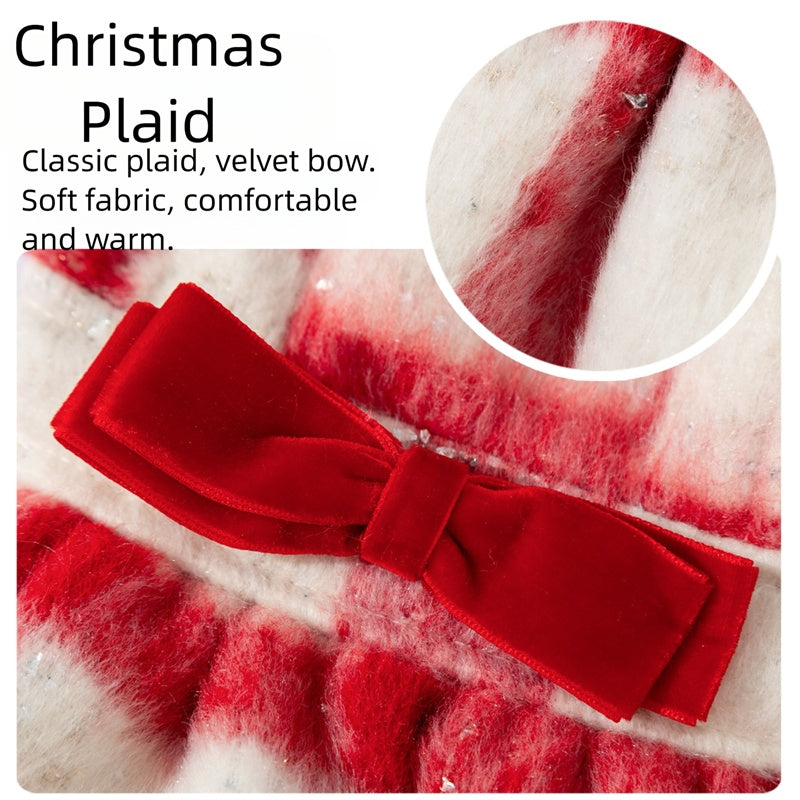 HKM-1036861 Festive Red & White Plaid Pet Dress and Hoodie Set for Small Dogs and Cats