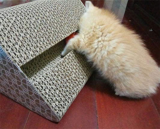 HKM-1038269 Square Cat Scratching Board with Ball - Corrugated Paper Claw Grinder (45cm x 11.5cm x 24cm)