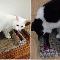 HKM-1038269 Square Cat Scratching Board with Ball - Corrugated Paper Claw Grinder (45cm x 11.5cm x 24cm)