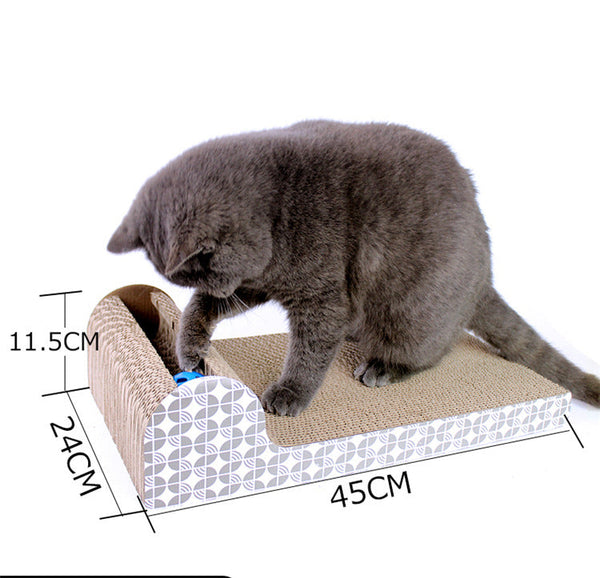 HKM-1038269 Square Cat Scratching Board with Ball - Corrugated Paper Claw Grinder (45cm x 11.5cm x 24cm)