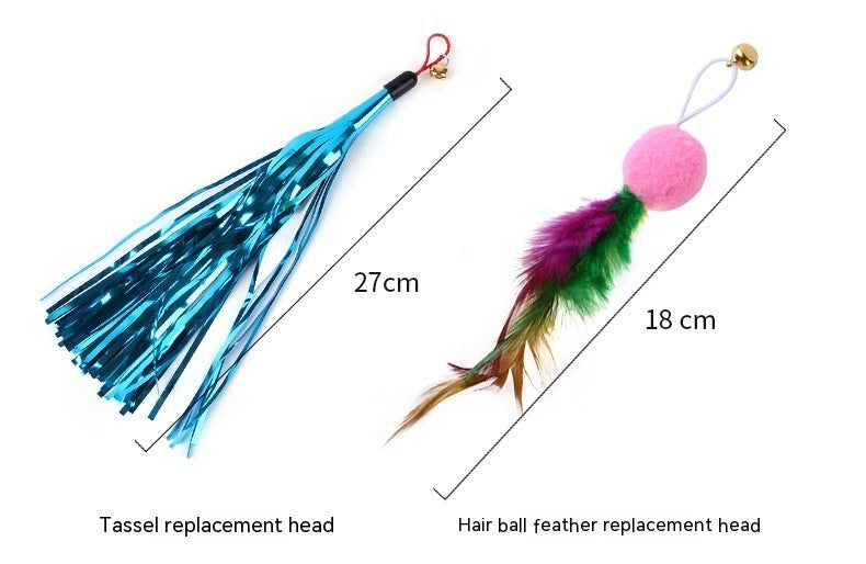 HKM-1038909 Colorful Feather Replacement Head for Cat Toy Fishing Rod - 12 Piece Set