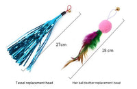 HKM-1038909 Colorful Feather Replacement Head for Cat Toy Fishing Rod - 12 Piece Set
