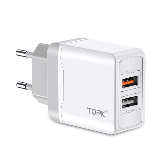HKM-103891 Dual USB Quick Charge 3.0 18W Travel Charger for Mobile Phones and Tablets