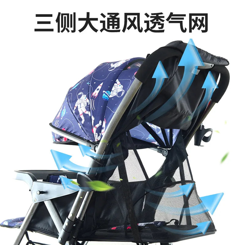 HKM-103891 Lightweight Eco-Friendly Foldable 4-Wheel Stroller for Children and Infants