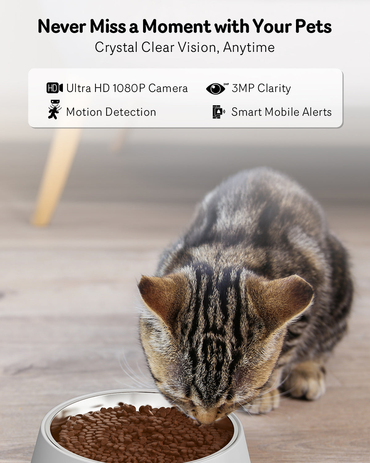 HKM-1039549 Automatic Cat Feeder with HD Camera, Night Vision, 5G WiFi, 2-Way Audio & Smart Alerts - 4L Capacity