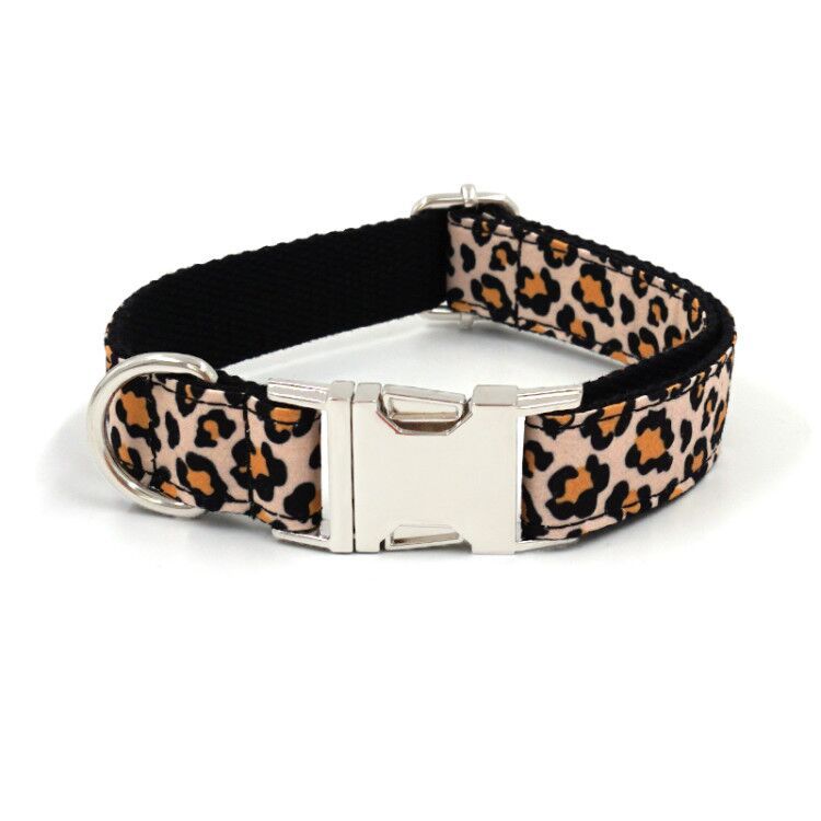 HKM-1040061 Leopard Print Polyester Dog Collar - Fashionable and Simple Pet Accessory