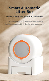 HKM-104147 Smart Self-Cleaning Cat Litter Box with Odor Control, 64L Capacity, APP-Controlled, Quiet Operation