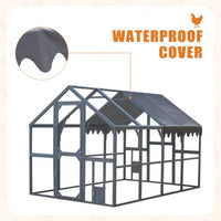 HKM-1041725 Large Outdoor Chicken Coop Fence with Waterproof Cover and Spacious Play Area