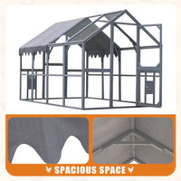 HKM-1041725 Large Outdoor Chicken Coop Fence with Waterproof Cover and Spacious Play Area