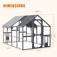 HKM-1041725 Large Outdoor Chicken Coop Fence with Waterproof Cover and Spacious Play Area