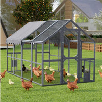 HKM-1041725 Large Outdoor Chicken Coop Fence with Waterproof Cover and Spacious Play Area