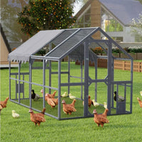 HKM-1041725 Large Outdoor Chicken Coop Fence with Waterproof Cover and Spacious Play Area