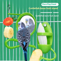 HKM-1041853 Colorful Plastic Bird Feeder - Green Squid Skeleton, Blue Vegetable Basket, Yellow Egg Rack Options