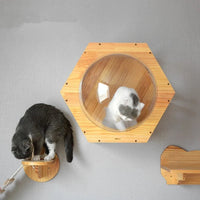 HKM-1042109 Solid Wood Cat Scratching Post with Drilling Hole - Modern Cat Tree Toy