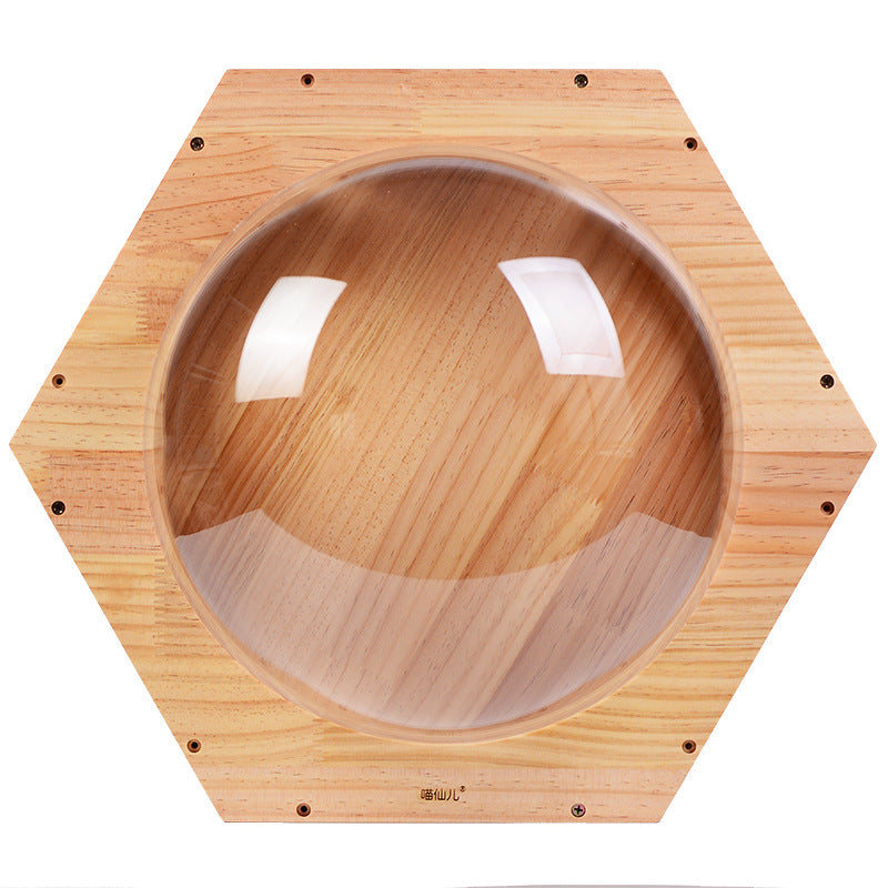 HKM-1042109 Solid Wood Cat Scratching Post with Drilling Hole - Modern Cat Tree Toy