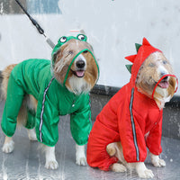 HKM-1042237 Four-Legged Waterproof Raincoat for Pets - Outdoor Clothing in Red and Green