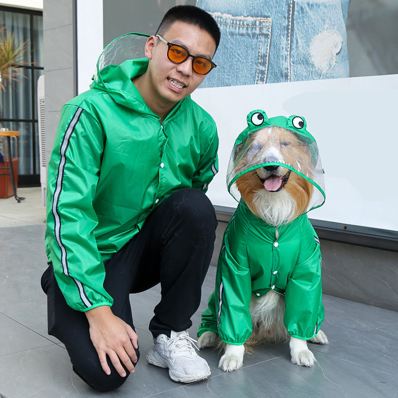 HKM-1042237 Four-Legged Waterproof Raincoat for Pets - Outdoor Clothing in Red and Green