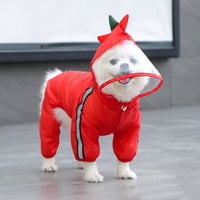 HKM-1042237 Four-Legged Waterproof Raincoat for Pets - Outdoor Clothing in Red and Green