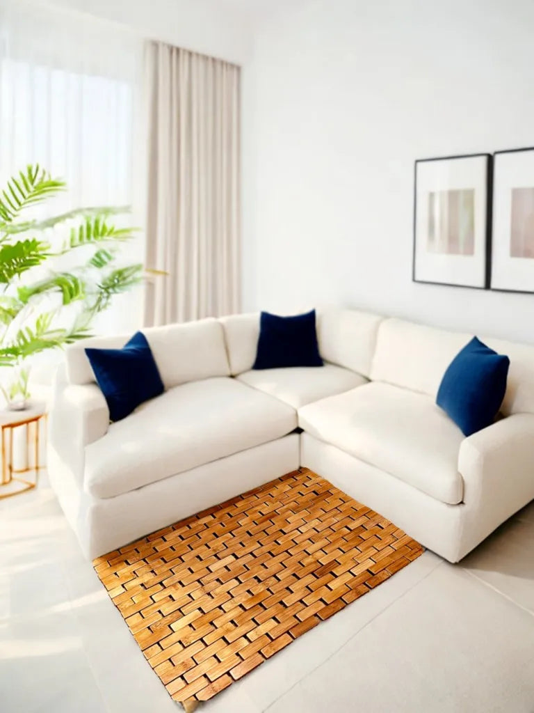 HKM-104275 Bamboo Rayon Shower and Bathtub Mat, Brown, 23.5"L x 16.5"W x 0.4"H