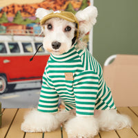 HKM-1043645 Striped Two-Piece High-Neck Leisure Shirt in Curry and Green