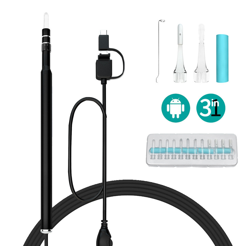 HKM-104531 5.5mm Three-in-One Ear Endoscope with LED Lighting and 1m Waterproof Design