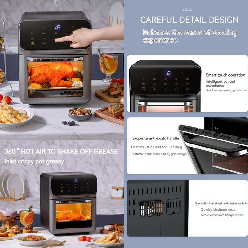 HKM-104595 10L PANERKA Air Fryer with Viewing Window, 1350W Non-Fryer Kitchen Appliance for Household and Commercial Use