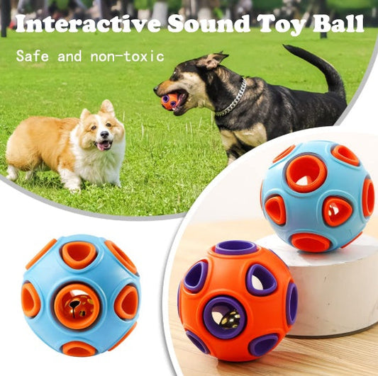 HKM-1046461 Interactive Dog Rubber Balls with Bell Sound - 2-Pack Chew Toys for Small Dogs and Puppies