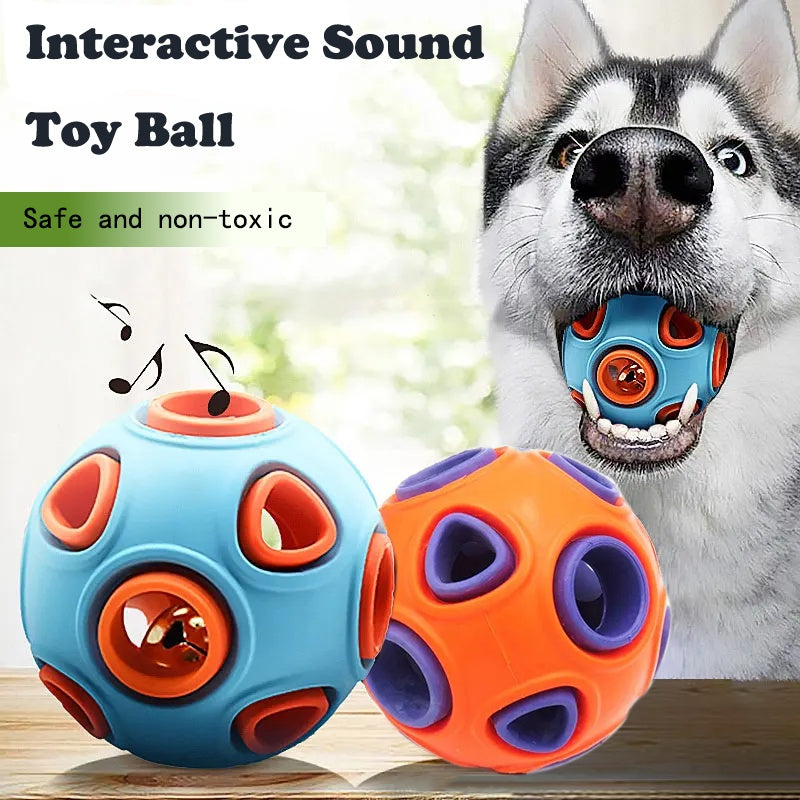 HKM-1046461 Interactive Dog Rubber Balls with Bell Sound - 2-Pack Chew Toys for Small Dogs and Puppies