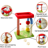 HKM-1047101 Multi-Function Cat Tree with Sisal Scratchers, Interactive Toys, and Cozy Resting Areas