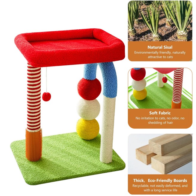 HKM-1047101 Multi-Function Cat Tree with Sisal Scratchers, Interactive Toys, and Cozy Resting Areas