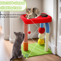 HKM-1047101 Multi-Function Cat Tree with Sisal Scratchers, Interactive Toys, and Cozy Resting Areas