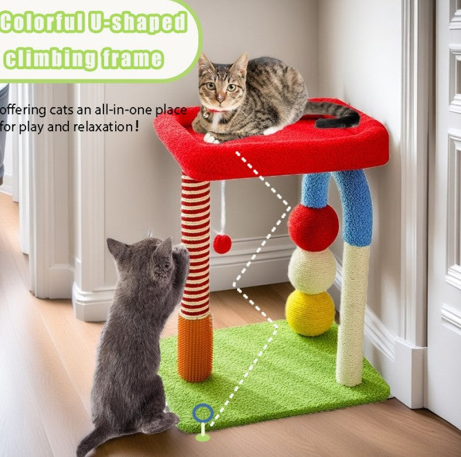 HKM-1047101 Multi-Function Cat Tree with Sisal Scratchers, Interactive Toys, and Cozy Resting Areas