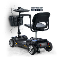 HKM-104723 Adjustable Portable 4-Wheel Electric Mobility Scooter with Removable Battery, Max Speed 10 km/h, Range 18 km, Waterproof, Blue
