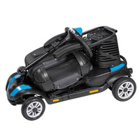 HKM-104723 Adjustable Portable 4-Wheel Electric Mobility Scooter with Removable Battery, Max Speed 10 km/h, Range 18 km, Waterproof, Blue