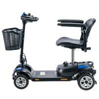 HKM-104723 Adjustable Portable 4-Wheel Electric Mobility Scooter with Removable Battery, Max Speed 10 km/h, Range 18 km, Waterproof, Blue