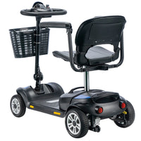 HKM-104723 Adjustable Portable 4-Wheel Electric Mobility Scooter with Removable Battery, Max Speed 10 km/h, Range 18 km, Waterproof, Blue