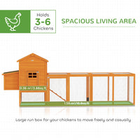 HKM-1047485 Extra Large Orange Chicken Coop with Removable Tray and Nesting Box for 3-6 Chickens