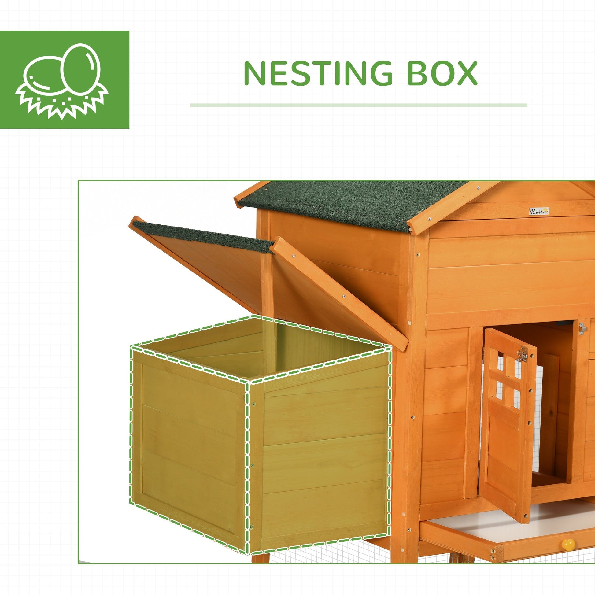HKM-1047485 Extra Large Orange Chicken Coop with Removable Tray and Nesting Box for 3-6 Chickens