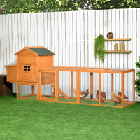 HKM-1047485 Extra Large Orange Chicken Coop with Removable Tray and Nesting Box for 3-6 Chickens