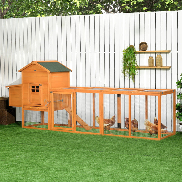 HKM-1047485 Extra Large Orange Chicken Coop with Removable Tray and Nesting Box for 3-6 Chickens