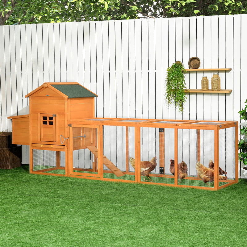 HKM-1047485 Extra Large Orange Chicken Coop with Removable Tray and Nesting Box for 3-6 Chickens
