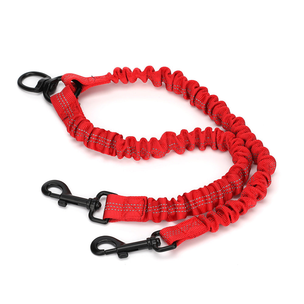 HKM-1047613 Reflective Double Head Strap Dog Leash - Versatile Design for Two Dogs, Various Colors