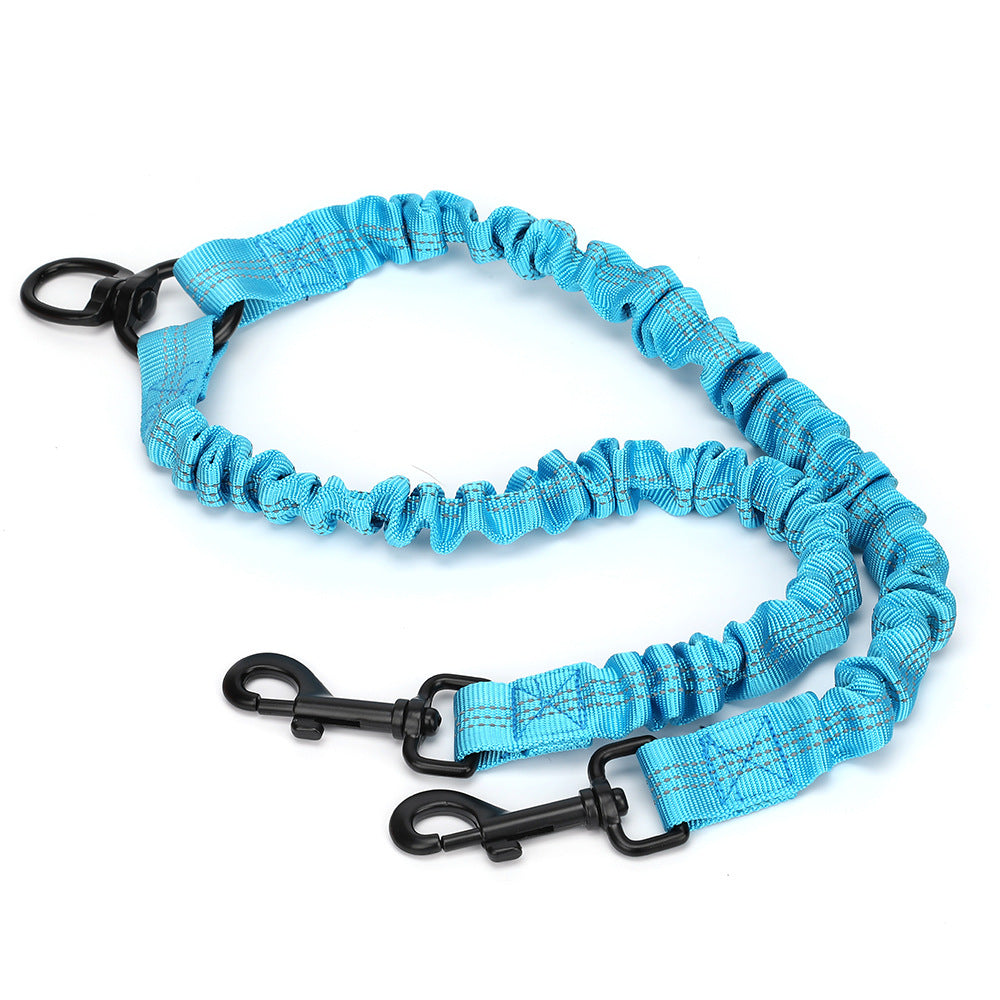 HKM-1047613 Reflective Double Head Strap Dog Leash - Versatile Design for Two Dogs, Various Colors