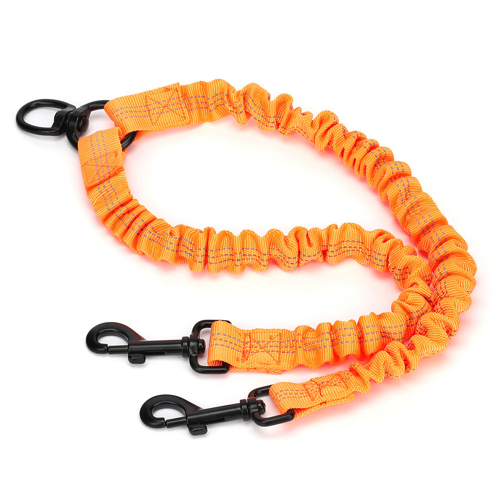 HKM-1047613 Reflective Double Head Strap Dog Leash - Versatile Design for Two Dogs, Various Colors