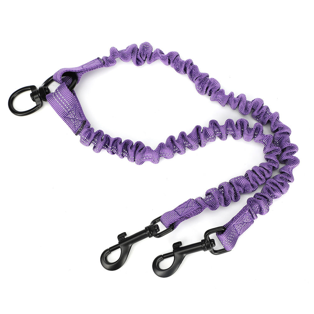 HKM-1047613 Reflective Double Head Strap Dog Leash - Versatile Design for Two Dogs, Various Colors