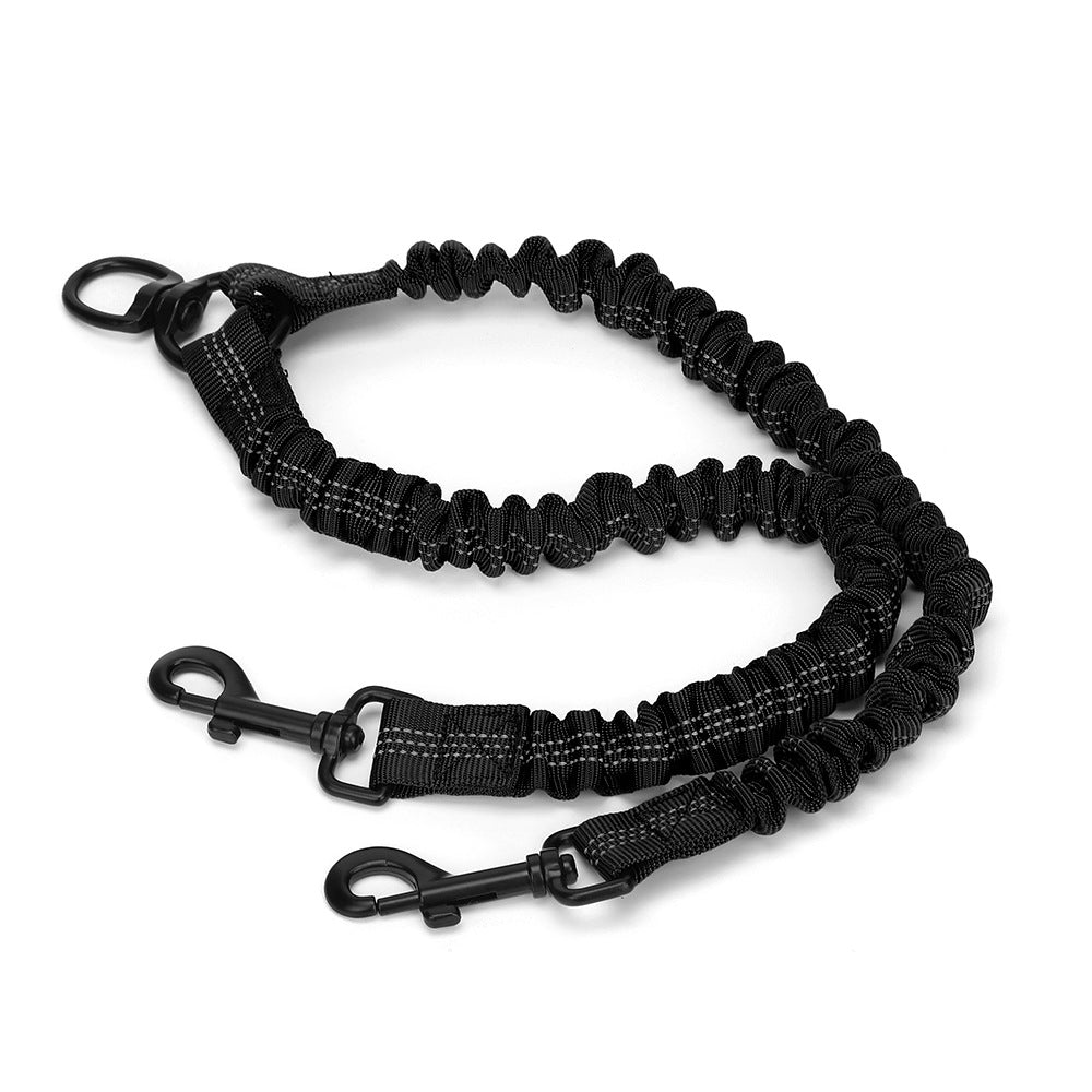 HKM-1047613 Reflective Double Head Strap Dog Leash - Versatile Design for Two Dogs, Various Colors