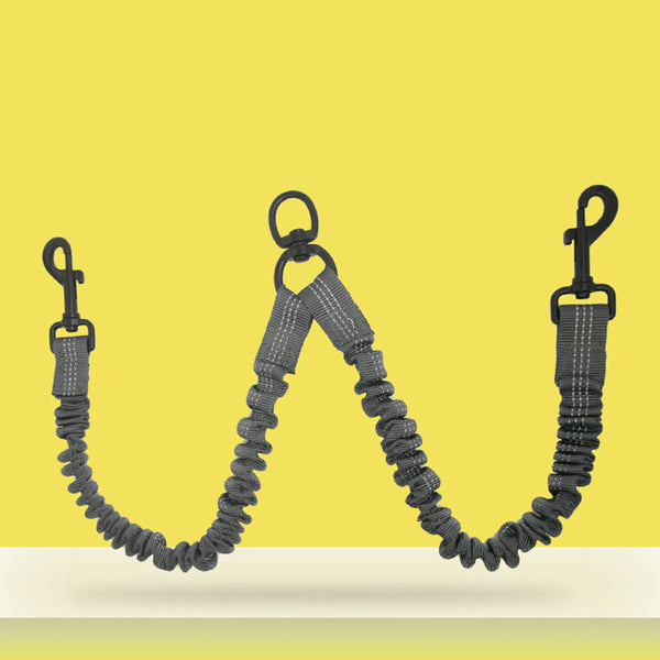 HKM-1047613 Reflective Double Head Strap Dog Leash - Versatile Design for Two Dogs, Various Colors