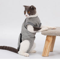 HKM-1047997 Post-Surgery Cat Recovery Suit - Anti-Licking Wound Protection and Comfort for Cats