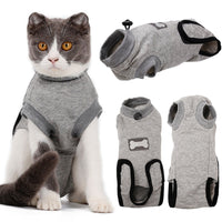 HKM-1047997 Post-Surgery Cat Recovery Suit - Anti-Licking Wound Protection and Comfort for Cats